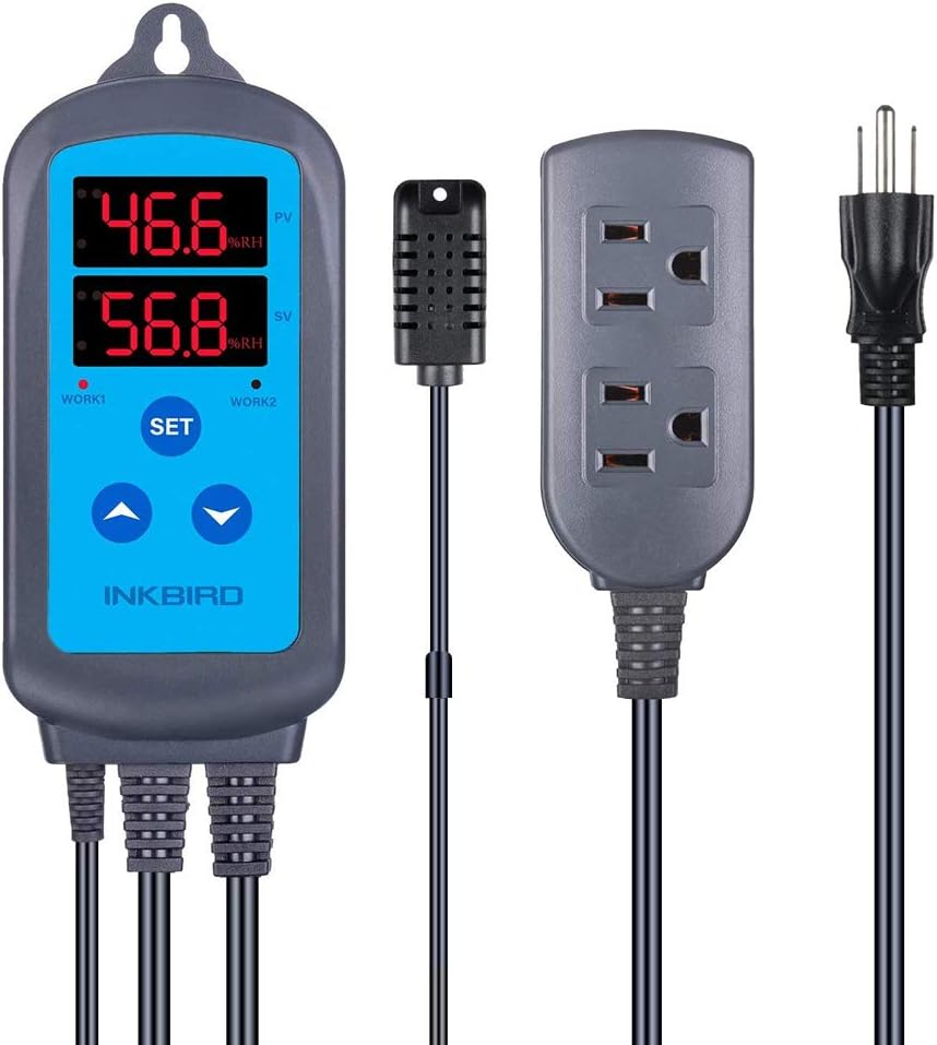 Combination Humidity Controller IHC200 Temperature Controller ITC308 Stage Pre Wired AC Dual Stage Outlet Thermostat Humidistat Cooling Heating Humidifier Dehumidifier