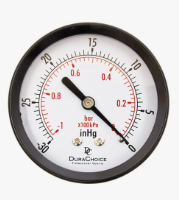 2-1/2" Utility Vacuum Pressure Gauge - Blk.Steel 1/4" NPT Ctr. Bk. -30HG/0PSI